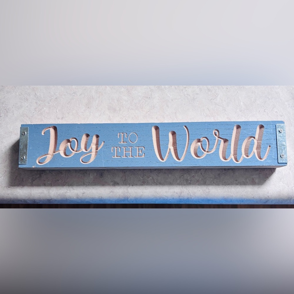 NWOT~Joy to the World Wooden Sign 12” long x 2” tall x 1” thick. Metal accent.